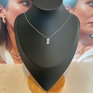 Touchstone Crystal Silver PUZZLE PIECE Crystal Necklace: NIB